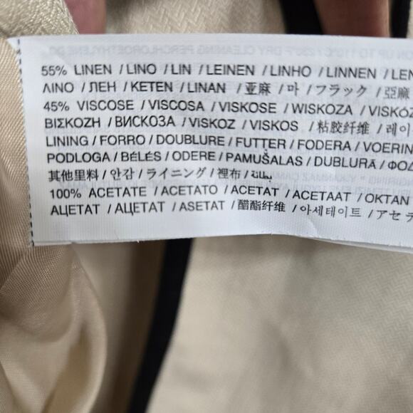 MNG Mango Womens Classic Preppy Schoolboy Tailored Linen Blend Blazer Jacket 6 - Picture 7 of 11